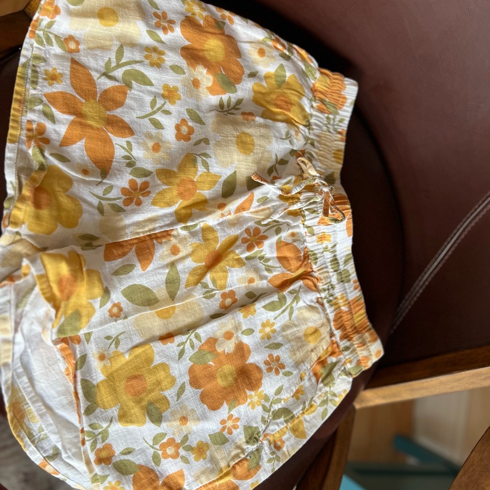 Billabong High Waist Floral Shorts Orange and Yellow